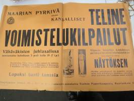 Maarian Pyrkivä - Telinevoimistelukilpailut 1935 Vähäväkisten juhlasalissa, mukana Vipurin Toverti permantovoimistelunäytös