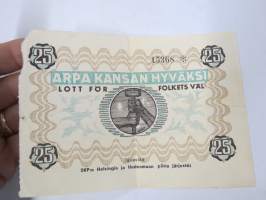 SKP Arpa Kansa Hyväksi - Lott för Folkets Väl 1945 -arpalippu, Suomen Kommunistinen Puolue