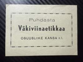Väkiviinaetikkaa -etiketti