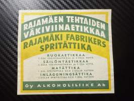 Rajamäen tehtaiden väkiviinaetikkaa -etiketti