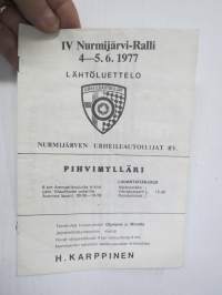 Nurmijärvi-Ralli 4-5.1977 Lähtöluettelo