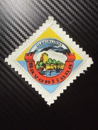 Savonlinna, Olavinlinna -kangasmerkki / matkailumerkki / hihamerkki / badge -pohjaväri valkoinen