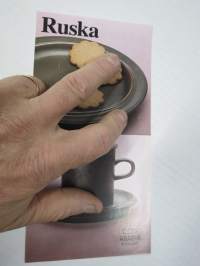 Arabia Ruska S design -myyntiesite malli- ja mittatietoineen