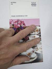 Arabia Myrna AX design Olga Osol -myyntiesite malli- ja mittatietoineen