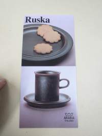 Arabia Ruska S design -myyntiesite malli- ja mittatietoineen