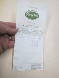Ravintola Kaisaniemi, 26.10.1970 -kuitti