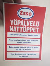 Esso yöpalvelu (asemat kesän aikana) -luettelo, monikielinen