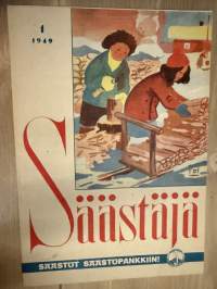 Säästäjä 1949 nr 1 -säästöpankkien asiakaslehti, artikkeleita, sarjakuvia yms.
