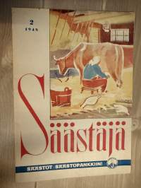 Säästäjä 1948 nr 2 -säästöpankkien asiakaslehti, artikkeleita, sarjakuvia yms.