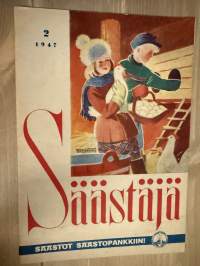 Säästäjä 1947 nr 2 -säästöpankkien asiakaslehti, artikkeleita, sarjakuvia yms.