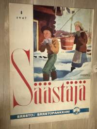 Säästäjä 1947 nr 1 -säästöpankkien asiakaslehti, artikkeleita, sarjakuvia yms.