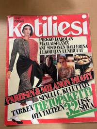 Kotiliesi 1986 nr 4, Muotisinfonia, Pappila puiston keskellä [Nils Rönnholm perheineen), Juhani Parta - (Oy Gustaf Paulig Ab]