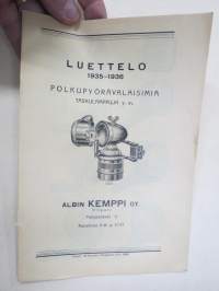 Polkupyörävalaisimia, taskulamppuja ym. 1935-1936 Albin Kemppi Oy, Viipuri-tuoteluettelo / hinnasto
