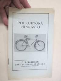 Polkupyörähinnasto 1931 Kone- ja polkupyöräliike G.A. Karlsson, Hämeenlinna -tuoteluettelo / hinnasto