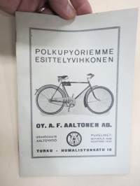 Polkupyörähinnasto 193?, Oy A.F. Aaltonen Ab, Turku -tuoteluettelo / hinnasto
