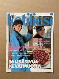 Kotiliesi 1987 nr 4, Kevätmuotia, Eva Cederström, Sauma-Siskot (Lohja), Markku Mäkinen kolmetoistavuotias varakanttori