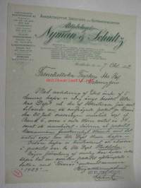 Ab Nyman & Schoultz Ångbåtskontor, Speditions- och Befraktningsaffär, Stockholm, 27.9.1912 -asiakirja