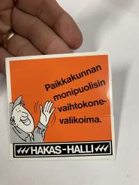 Hankkijan Hakas-Halli paikkakunnan monipuolisin vaihtokonevalikoima -tarra