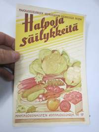 Halpoja säilykkeitä - Maatalousnaisten kotitaloussarja nr 17