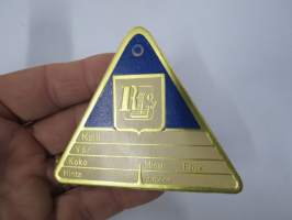 RL Oy -hintalappu / tuotetietolappu, merkin valmistaja Herman Mattsson Korkokuvapaino & Pussitehdas, Vaasa