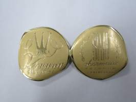 Silo Kruunu Alushame - Charmeuse Trikoo -hintalappu / tuotetietolappu, merkin valmistaja Herman Mattsson Korkokuvapaino & Pussitehdas, Vaasa