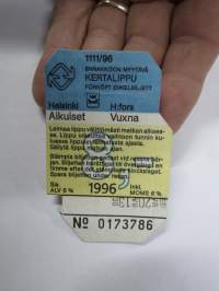 Helsinki / Liikennelaitos / HKL - HST / YTV - 1111/96 Ennakkoon myytävä Kertalippu -matkalippu