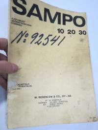 Sampo 10, 20, 30 (Rosenlew) ajopuimurit -varaosaluettelo, sisältää sähkökaaviot, hihnakaaviot