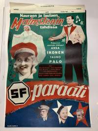 SF-Paraati - Nauraen ja laulaen Malmsteninin tahdissa, pääosissa Ansa Ikonen, Tauno Palo -elokuvajuliste