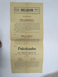 Elävienkuvienteatteri Helikon, Hanko -mainos / käsiohjelma, esitys ollut 19.11.1916; Pikku paljasjalkainen 215 metriä Kalemfilmi / Raha ja rakkaus 600 metriä...