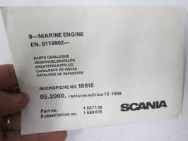 Scania 9-Marine Engine EN. 5119902- Parts Catalogue - Reservdelskatalog - Ersatzteilkatalog - Catalogue de Piéces - Microfiche nr 18816, 05-2000 mikrofilmi