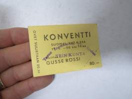 Konventti Suomalaisessa Yht. K:ssa 11.5.1950 - Gusse Rössi - Turun Suomalaisen Yhtesikoulun Teinikunta -pääsylippu
