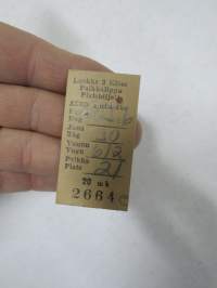 Aero Turku, luokka 3, Juna 30, Vaunu 612 Paikka 21 - 20 mk nr 2664 -pääsylippu