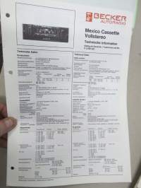 Becker Mexico Cassette Vollstereo -  Technische Information / Technical Data -tekniset tiedot, kytkennät, korjaus, varaosat