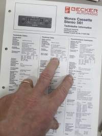 Becker Monza Cassette Stereo 561 - Technische Information / Technical Data / Caractéristiques techniques -tekniset tiedot, kytkennät, korjaus, varaosat, monikielinen