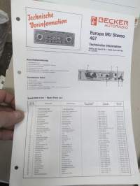 Becker Europa KU 467 - Technische Information / Technical Data -tekniset tiedot, kytkennät, korjaus, varaosat