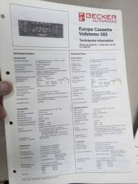 Becker Europa Vollstereo 585 - Technische Information / Technical Data -tekniset tiedot, kytkennät, korjaus, varaosat