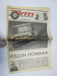 Vauhdin maailma 1965 nr 7, sis. mm. seur. artikkelit / kuvat / mainokset; Hullun hommaa - Timo Mäkinen & Pekka Keskitalo, Coupe des Alpes, Alppiralli, Jim Clark,