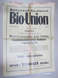Matkustavat Elävätkuvat - Bio-Union 1924 - Mestarisalapoliisi Jack Forbes, Gentelamnnivaras, Teddy ratsutaiturina - mykkäfilmi -elokuvajuliste
