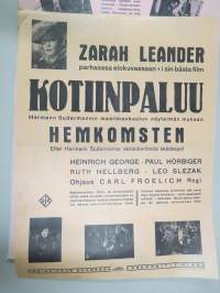 Kotiinpaluu - Zarah Leander 1941 -elokuvajuliste