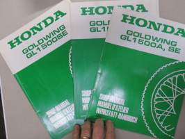 Honda Goldwing GL 1500, SE -M,N,W Shop Manual Appendix 3 separate books -korjaamokirjojen lisäosia 3 kpl englanniksi