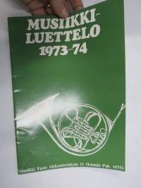 Musiikki Fazer - Musiikkiluettelo 1973-74 -soitinluettelo ym.