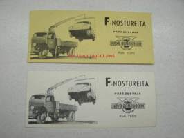 F-nostureita, 2 kpl mainoskortteja