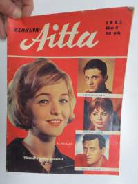 Elokuva-Aitta 1962 nr 4, Kansikuva Elina Salo, Filmikamera Afrikassa, Kauneudenhoitoa koulutunneilla, Ann-Margret, Art Blakey Helsingissä, George Nader, El Cid, ym.