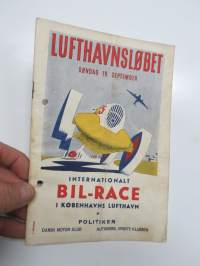 Lufthavnslöpet bilrace 1949 -käsiohjelma, mm. suomalaiset Fred Geitel, Anatole Stünkel & Evert Saloranta Ford V8 -vaunullaan osallistujana