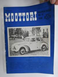 Moottori 1949 nr 11, AK 30-vuotias, Fiat 500 C, Auto USA:ssa, Nainen ohjauspyörässä, Turussa maamme ensimmäinen Speedway-rata, takakansi Evert Saloranta (Ford V8)