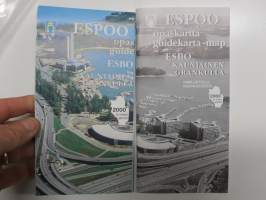 Espoo / Esbo + Kauniainen / Grankulla opaskartta 2000 + erillinen nimihakemisto kaduista yms. -guidekarta