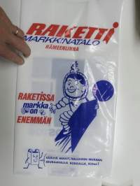 T-Markkinatalo Raketti (market), Hämeenlinna, -muovikassi 1970-luvulta