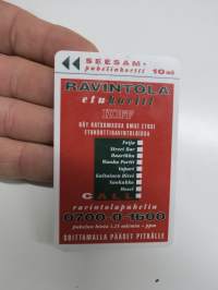 Seesam Puhelinkortti - Ravintolaetukortti 10 mk -puhelinkortti vuodelta 1990-luvulta