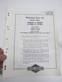 Briggs & Stratton Illustrated Parts List Model Series 60900 to 60907 / 61900 to 61907