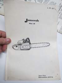 Jonsereds Mod. 60 Spare Parts / Reservdelslista moottorisaha -varaosaluettelo